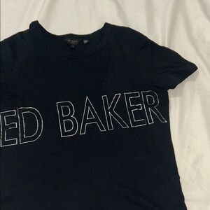 Ted Baker Black Tee with White Outline Logo